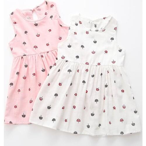 2-7 Years Baby Girls Sleeveless Printed Dresses Clothes Toddler Girls Summer Princess Dress Baby Party Wedding Elegant Dresses