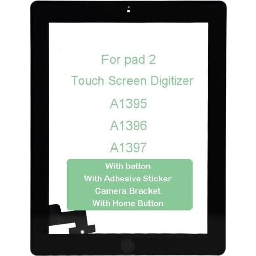 5pcs/lot Wholesale Touch Screen For iPad 2 A1395 A1396 A1397 Touch Panel LCD Outer Display Replacement Digitizer Sensor Glass