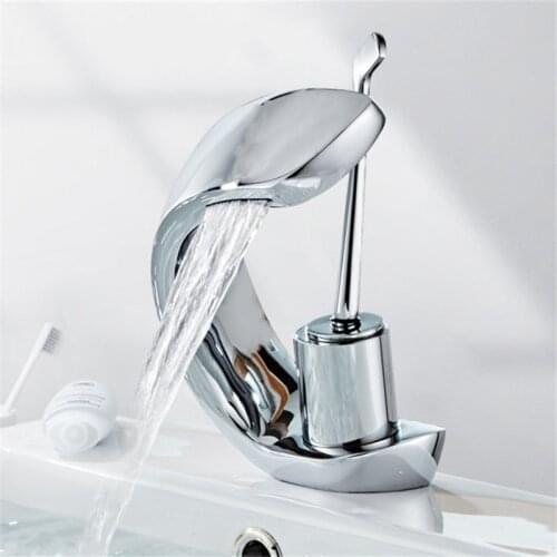 Basin Faucet Bathroom Basin Sink Mixer Black Brush Hot and Cold Water Tap Deck Mounted Taps White Brass Waterfall Faucets Chrome