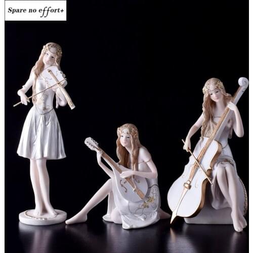 Modern Girl Resin Figurines Crafts Home Living room Desk Fairy Statues Decoration Office Table Fashion Ornaments Birthday Gifts