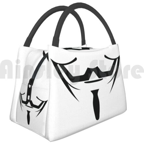Cooler Lunch Bag Picnic Bag Anonymous Man Beard Mustache Anonymous Hacker V Vendetta