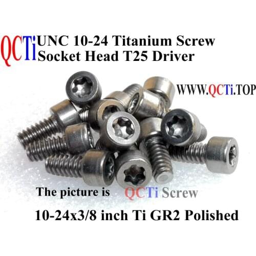 Titanium screws 10-24x3/8 Socket Cap Head Torx T25 Driver Ti GR2 Polished 50 pcs