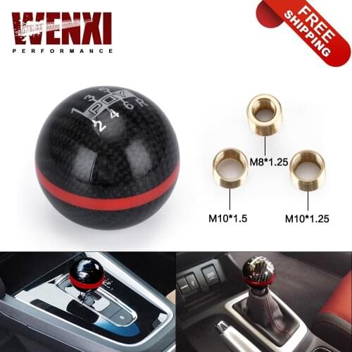 Universal Genuine Carbon Fiber PQY 5 / 6 Speed Manual / Automatic Spherical Gear Shift Knob For Honda Acura / TOYOTA GSK06