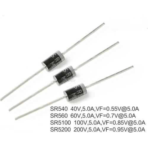 20pcs/lot Schottky Rectifier Diode SR240 SR260 SR360 SR540 SR560 SR2100 SR3100 SR3200 SR5100 SR5150 SR5200 DO-41 DO-27