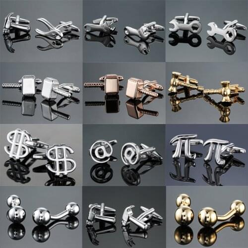 Novelty fashion shirt cufflink High quality stainless steel gold Hammer wrench design cuff links whoelsale&retail