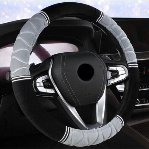 Winter short plush car steering wheel cover 3D steering wheel keep warm antiskid No smell Diameter 38cm plush material