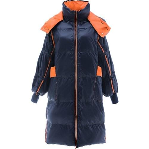 Winter long down jacket female 2020 new fashion Korean contrast duck down jacket ladies winter woman thick warm parkas overcoat