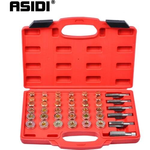 114pcs Oil Pan Drain Sump Plug Key Set Thread Repair Tool Kit Set Drain plug Tool PT1140