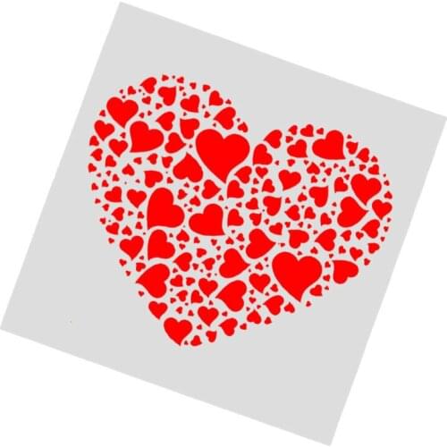 13*13 Heart Layering Stencils graffiti hand copied board hollowed out diy photo album graphic spray painting tool