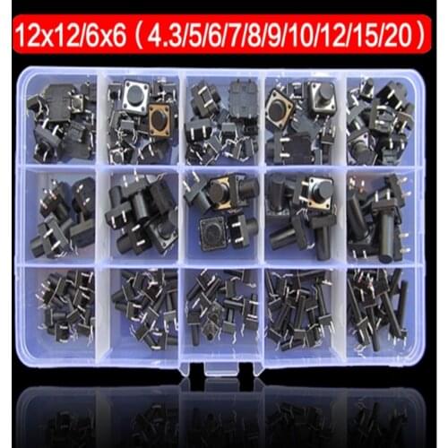 150pcs Tact switch 4 pin micro button switch Induction cooker button switch small switch 6x6 12x12 mixed