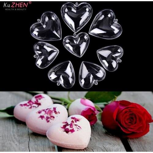 2Pcs 65/80mm Heart Shape DIY clear plastic bath bomb mould acrylic mold