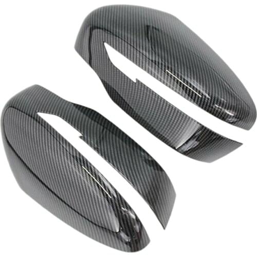 2Pcs Car Carbon Fiber Door Rearview Mirror Cover Trim for Nissan Rogue X-Trail 2014-2018