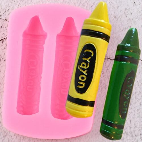 3D Crayon Pencil Silicone Mold DIY Baby Party Cupcake Topper Fondant Cake Decorating Tools Candy Clay Chocolate Gumpaste Moulds
