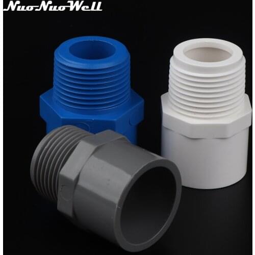 4pcs PVC Male 3/4" Thread to 25mm Straight Connector Water Pipe Accessories Garden Irrigation Watering Joints PVC Pipe Adapter