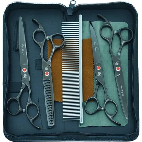 7.0 Inch Purple Dragon Dogs Scissors Japan 440c Pets Cutting Scissors 40% Cut Off Thinning Shears Animals Curved Tijeras B0027B