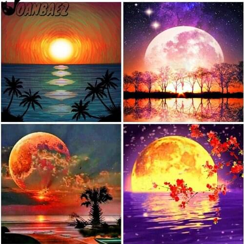 Under The Moon Sea Surface Diamond Painting 5Ddiy Abstract Landscape Art Mosaic Diamond Embroidery Room Decoration Gift