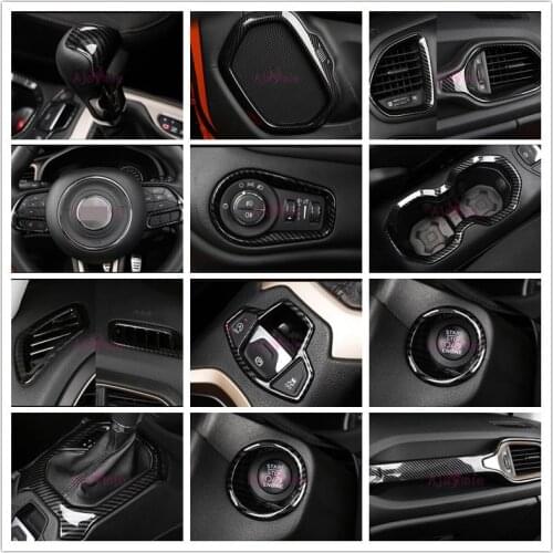 For Jeep Renegade 2016 2017 Interior Carbon Fiber Steering Wheel Reader lamp Gear Knob Cover Trim Chrome Car Styling Accessory