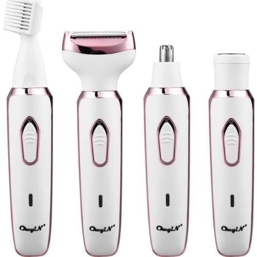 4 In 1 Epilator Electric Shaver Women Body Facial Nose Hair Trimmer USB Rechargeable Lady Razor Bikini Leg Arm Lip Hair Rmeoval