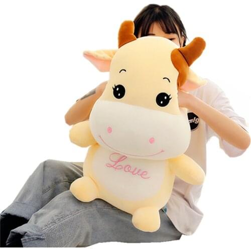 Fancytrader 24'' Lovely Plush Soft Stuffed Giant Animal Milk Cow Toy Big Plush Cow Doll Nice Gift For Kids 60cm 2 Colors