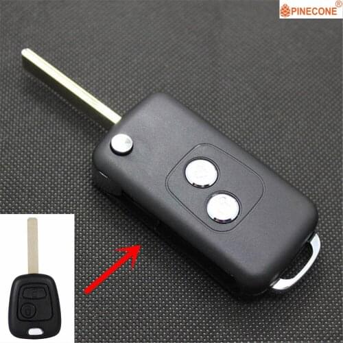 PINECONE Key Case for PEUGEOT 307 Car Key Fob 2 Button Uncut Hu83 Blade Remote Blank Key Shell