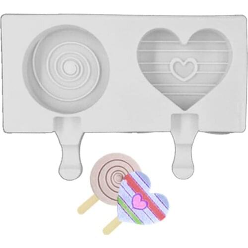 DIY Cake Tool Ice Pop Mold DIY Lollipop Ice Cream Mold Silicone Heart Shaped Popsicle Mold With Sticks Dessert Baking Tools