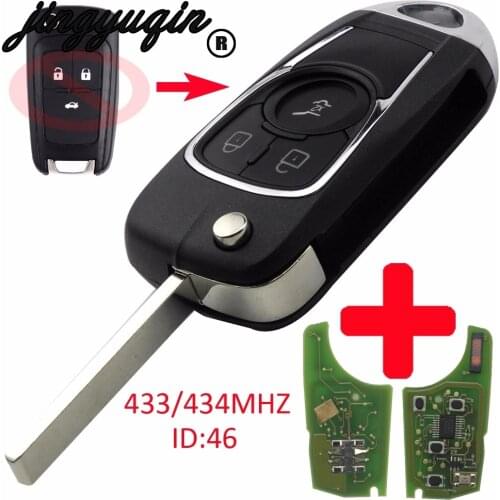Jingyuqin 433MHz With ID46 Chip Modified Filp Key Shell Cover For Chevrolet Cruze Buick VAUXHALL OPEL Insignia Astra J Zafira C
