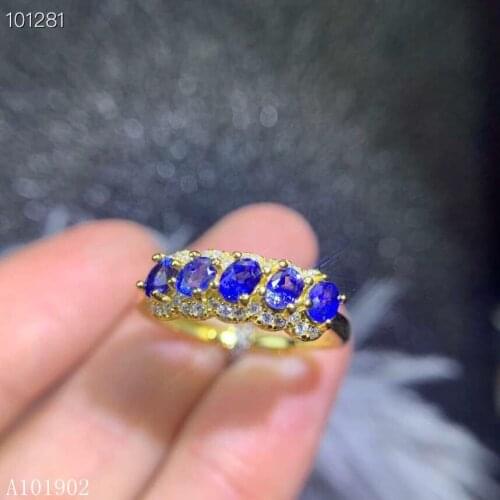 KJJEAXCMY boutique jewelry 925 Silver-inlaid Natural Sapphire Girl Ring Support Detection