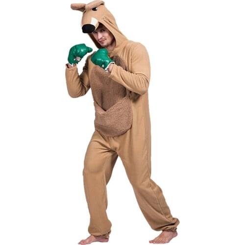 Halloween Adults Kangaroo Onesies Pajamas Halloween Sleepwear Jumpsuit Party Stage Performance Cosplay Costume for Mens Boys