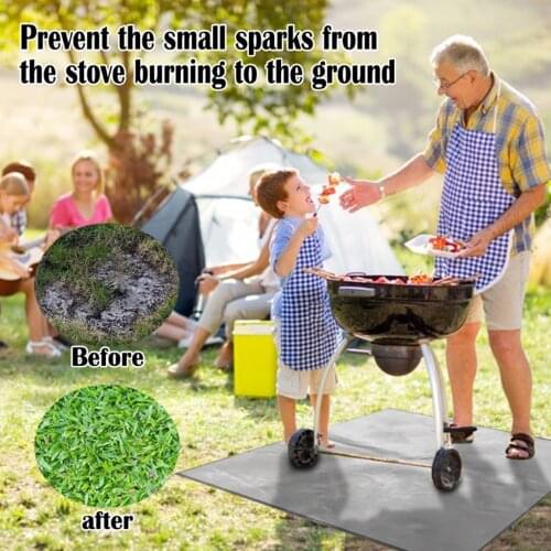 BBQ Grill Mat Flame Retardant Anti Skid Pad Suitable For Ground Terrace Deck Lawn Fireplace Outdoor Activities Prevent Damage