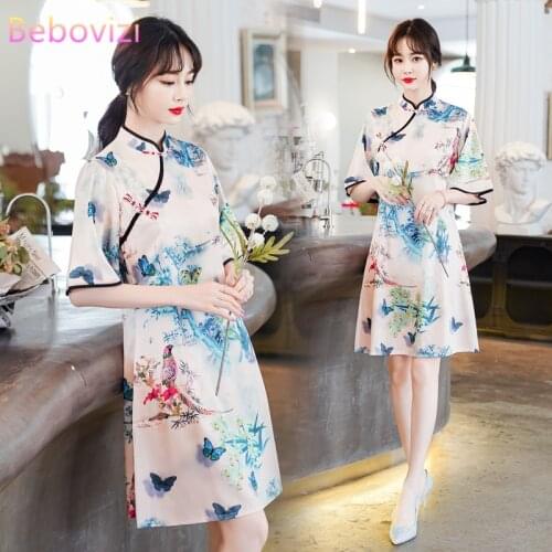 2021 Fashion Plus Size M-4XL 3XL Modern Trend Chinese Style Summer Short Sleeve A-line Cheongsam Dresses for Woman Qipao Clothes