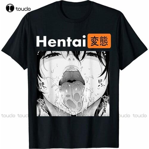 Manga Ahegao Anime Shirt Retro Otaku Hentai Waifu T-Shirt Vintage Men Gift Tee White Shirts For Men