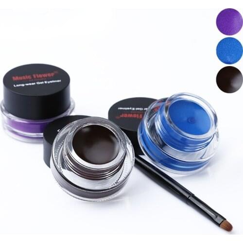 Music Flower Brand Black Waterproof Eyeliner Gel Makeup Cosmetic Gel Eye Liner With Brush 24 Hours Long-lasting For Wome