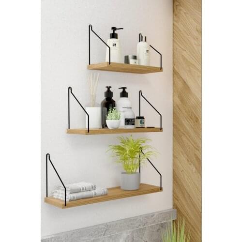 Kitchen Wall Shelf Bathroom Storage Hardware Mount Bracket Black Accessories for Spice Jar Rack Cabinet 3 Pieces