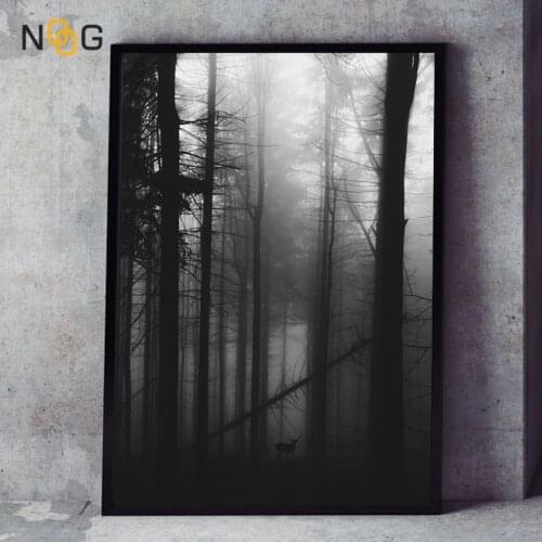 NOOG Black Forest Landscape Poster Wall Art Photo Devil Deer Poster and Prints Modern Nordic Simple Living Room Decor Wall Photo