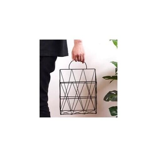 Simple style exquisite rose gold iron desktop book storage basket with multi-function storage basket