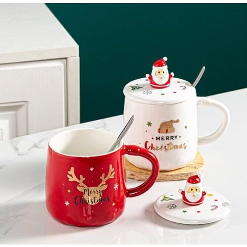 New Christmas Mug Ceramic Drinking Cup Breakfast Milk Cup Coffee Cup Home Kitchen Drinkware Christmas Decoration Gift