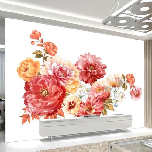 Newest American Style Vintage Pink Floral Wallpaper Colorful Tropical Flower Living Room Bedroom Wall Covering Homoe Decoration