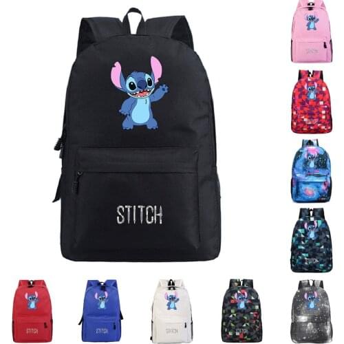 Disney 2021 New Interstellar Baby Happy Expression Stitch Print Cartoon Pattern Wild Backpack Creative Travel Student School Bag