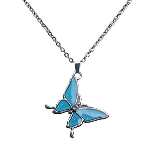 Reiki butterfly pendant necklace Change color according to body temperature changes pendant women Jewelry best friends
