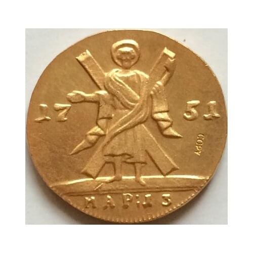 24K gold-plated 1751 russian coins copy