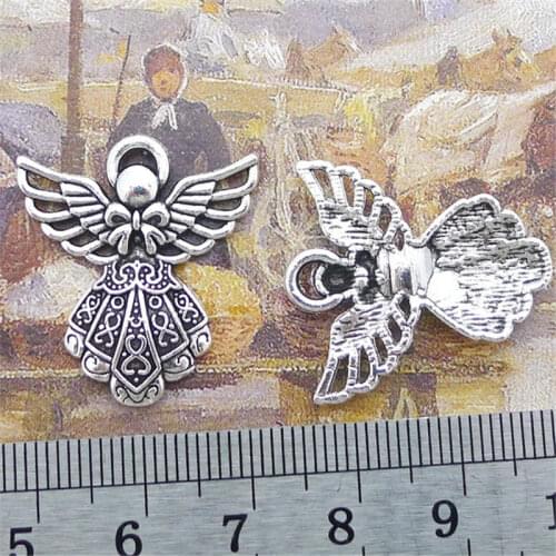 Hollow Angel Charm Pendants Jewelry Making Finding DIY Bracelet Necklace Earring Accessories Handmade 5pcs