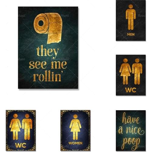 Modern Toilet Rules Sign Art Poster Canvas Painting Wall Art Picture Nordic Prints Bathroom Home Decor Frameless Painting
