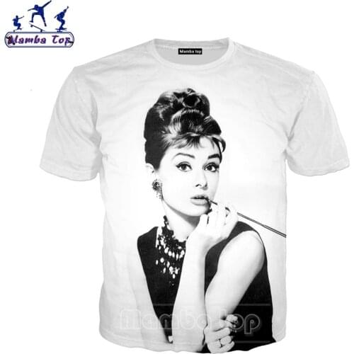 Mamba Top Men Tshirt 3D Print Actor Audrey Hepburn T Shirt Harajuku Short Sleeve White Tees Sexy Goddess Beauty Women Streetwear