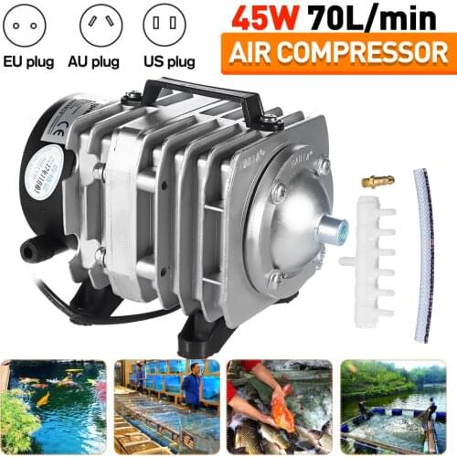 45W 110-220V 70L/min Electromagnetic Air Compressor Pump Oxygen Aquarium Fish Pond Compressor Hydroponic Air Aerator Pump ACO318
