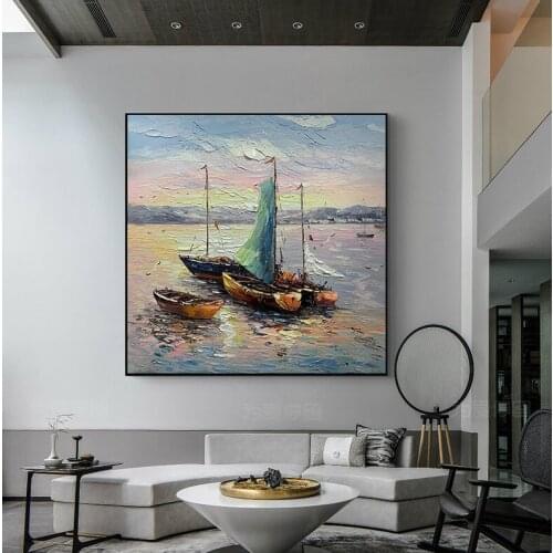 High Quality Pure Hand-painted Oil Painting Weigh Anchor Art Decoration Modern Living room
