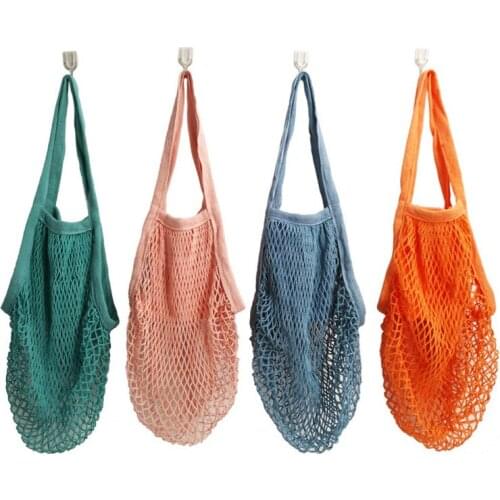 1pc Handmade Shopping Bag Reusable String Fruit Storage Handbag Totes Women Shopping Mesh Net Woven Bag Shop Grocery Tote Bag