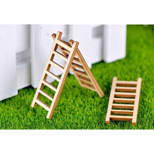 10pcs Wood Crafts Micro Landscape DIY Ladder Fairy Garden Miniatures Decor