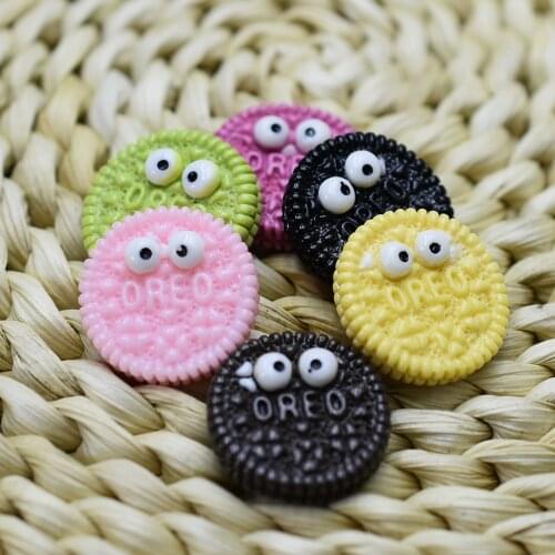 10pcs/lot Resin Flat back simulation lovely eyes cookie 22mm Cabochon Scrapbook Embellishment DIY