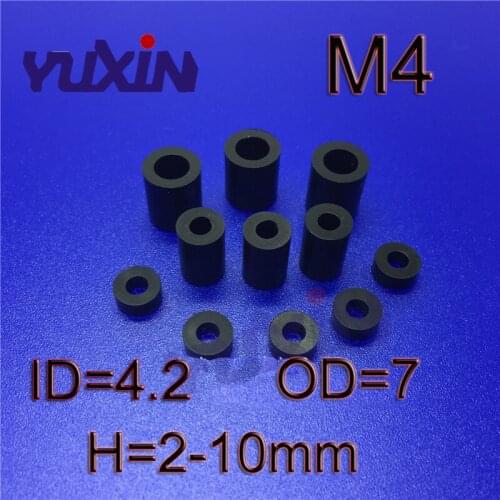 1000pcs/lot M4 Black ABS Nylon Round Spacer / Round Standoff Spacer M4*L Length(L)=2~10mm ID=4.2 OD=7
