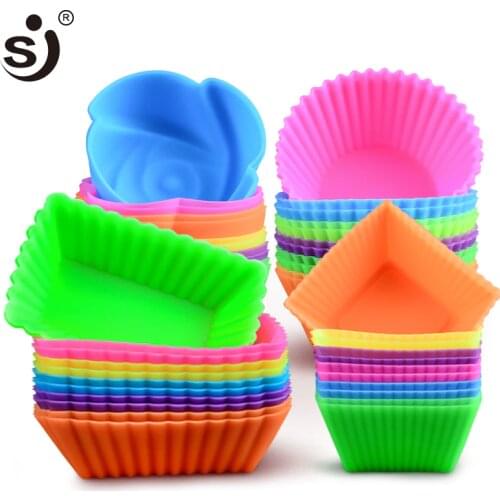 12pcs Silicone Mold Heart Muffin Cupcake Silicone Forms 7cm Cupcake Mold Heat Resistant Cake Decoration Molds Tools Baking Dish